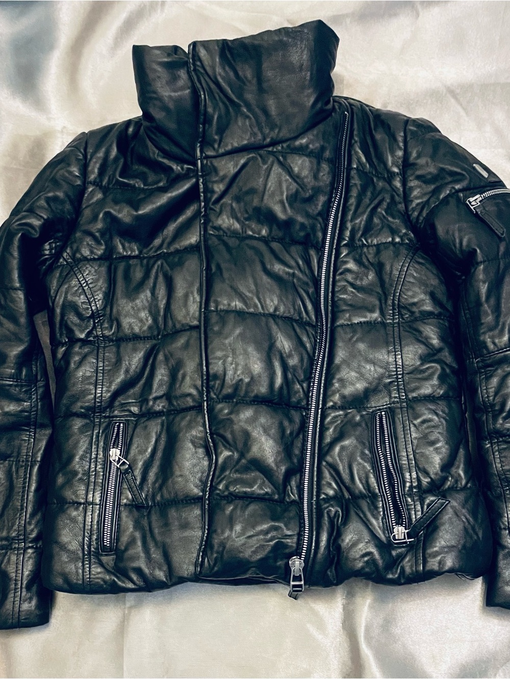 MAURITIUS Lambskin Leather Jacket Black Womens Small